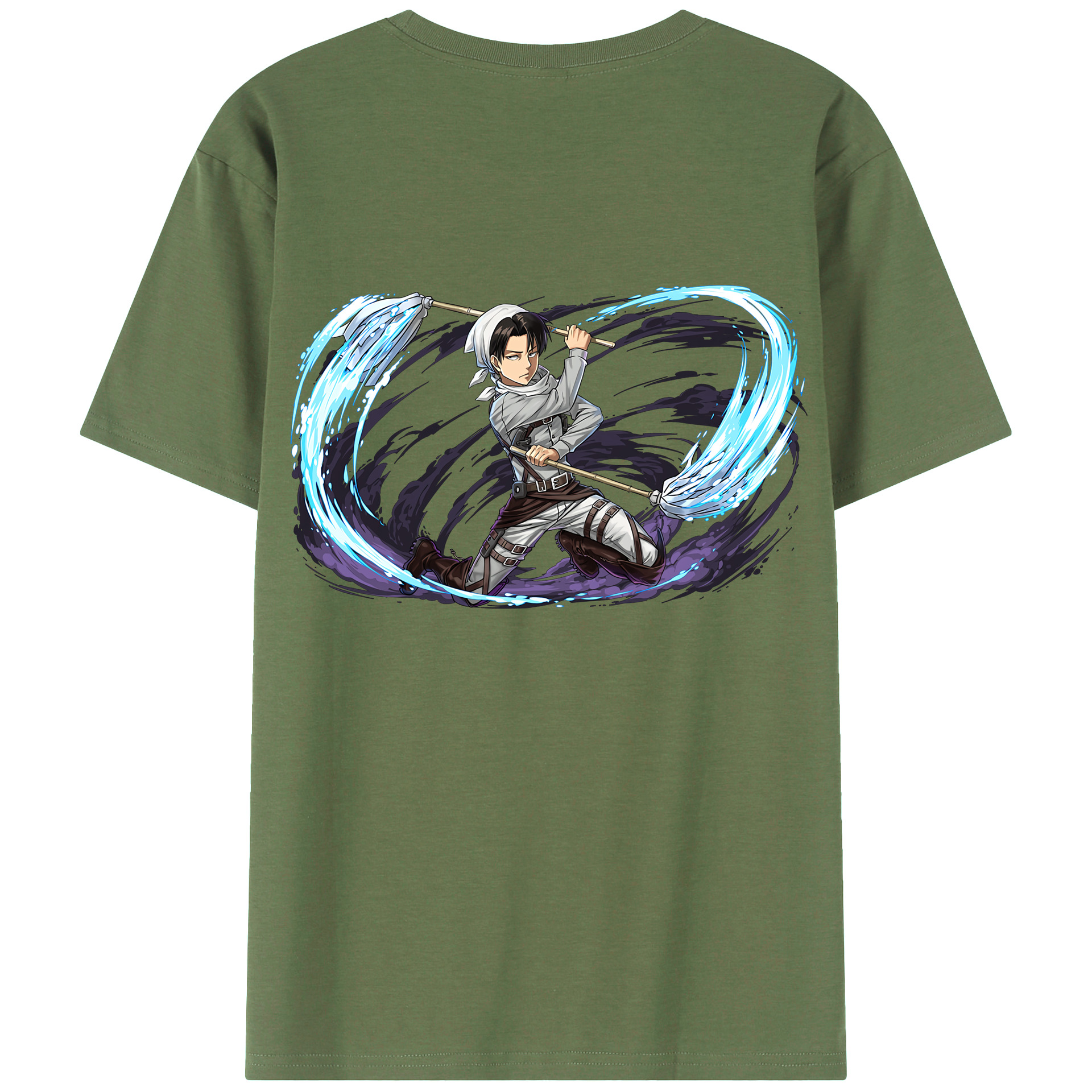 （画像用） 進撃の巨人 リヴァイ·アッカーマン Attack on Titan Levi Ackerman 綿100％ メンズ半袖Tシャツ（バックプリント） 通気性